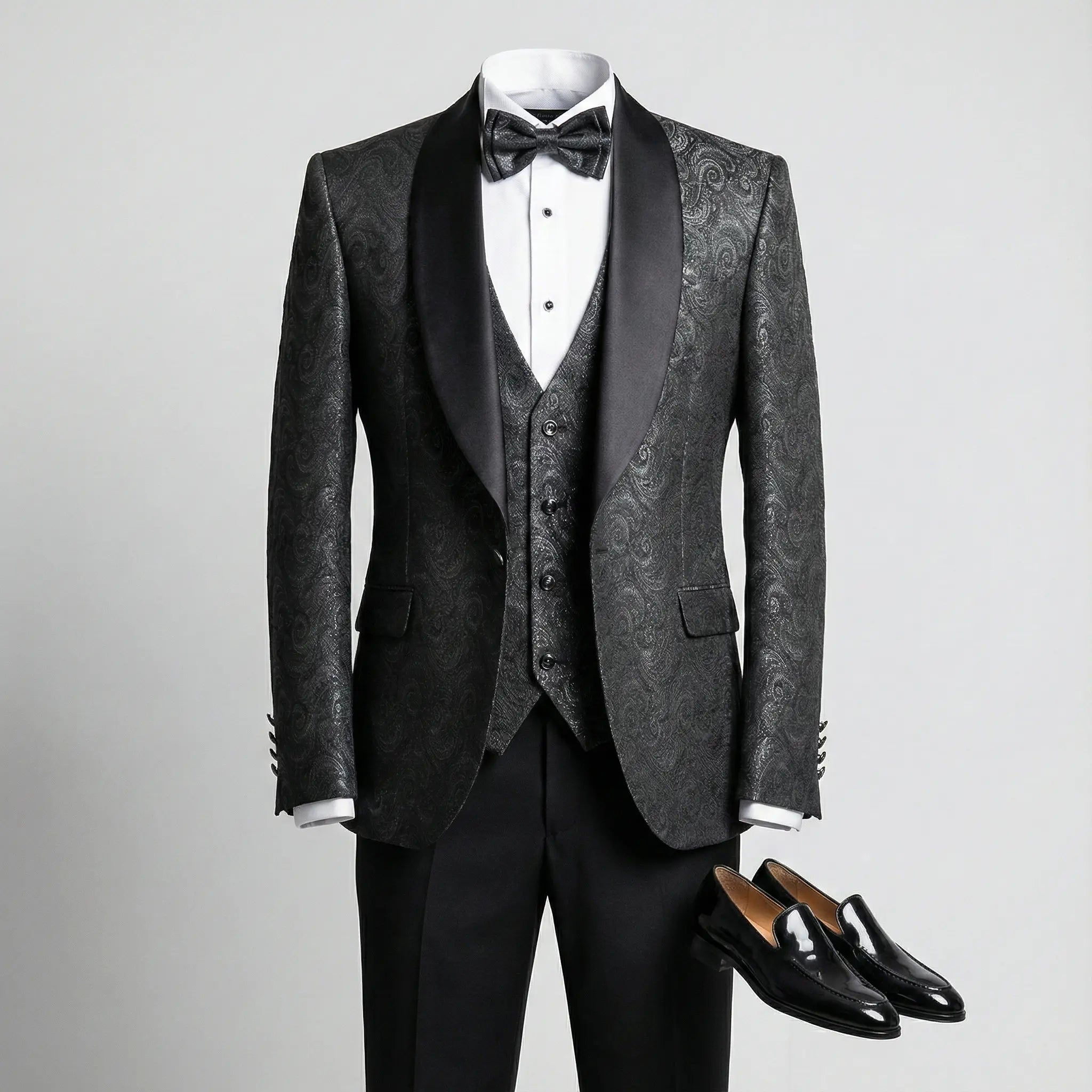 LUIZ | Smoking NEGRU-GRI  cu model jacquard