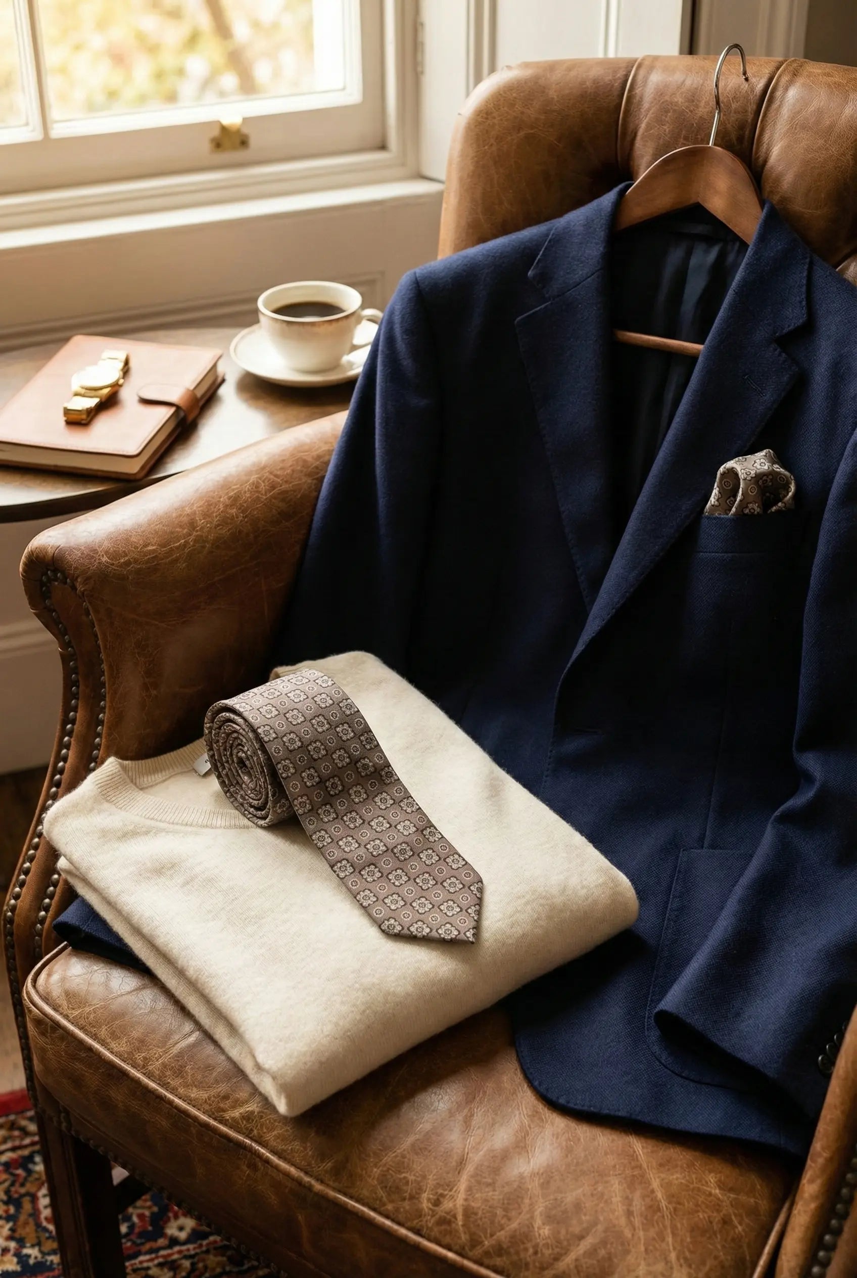 Set Cravată - Batistă GRI cu model