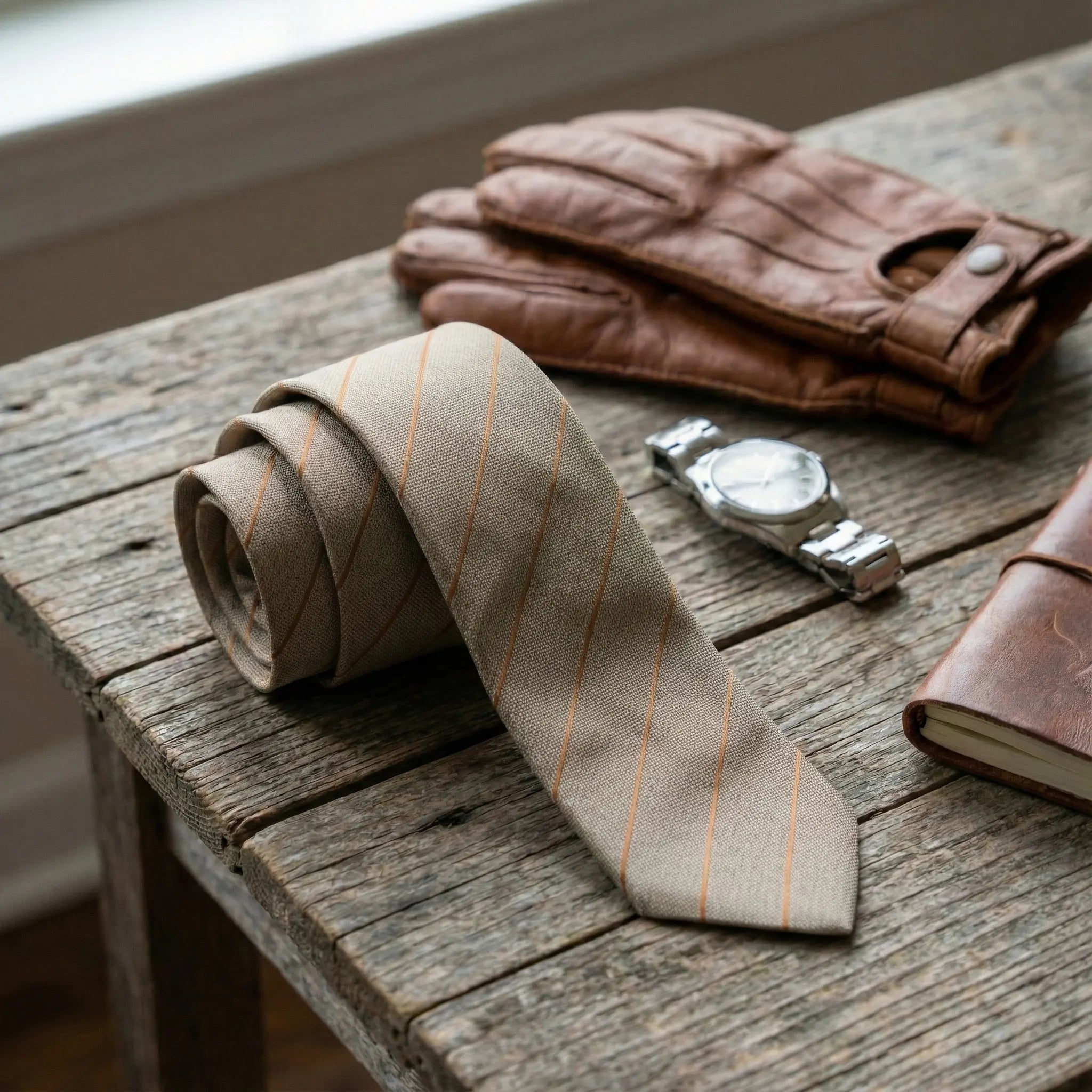 Set Cravată - Batistă GRI cu dungi