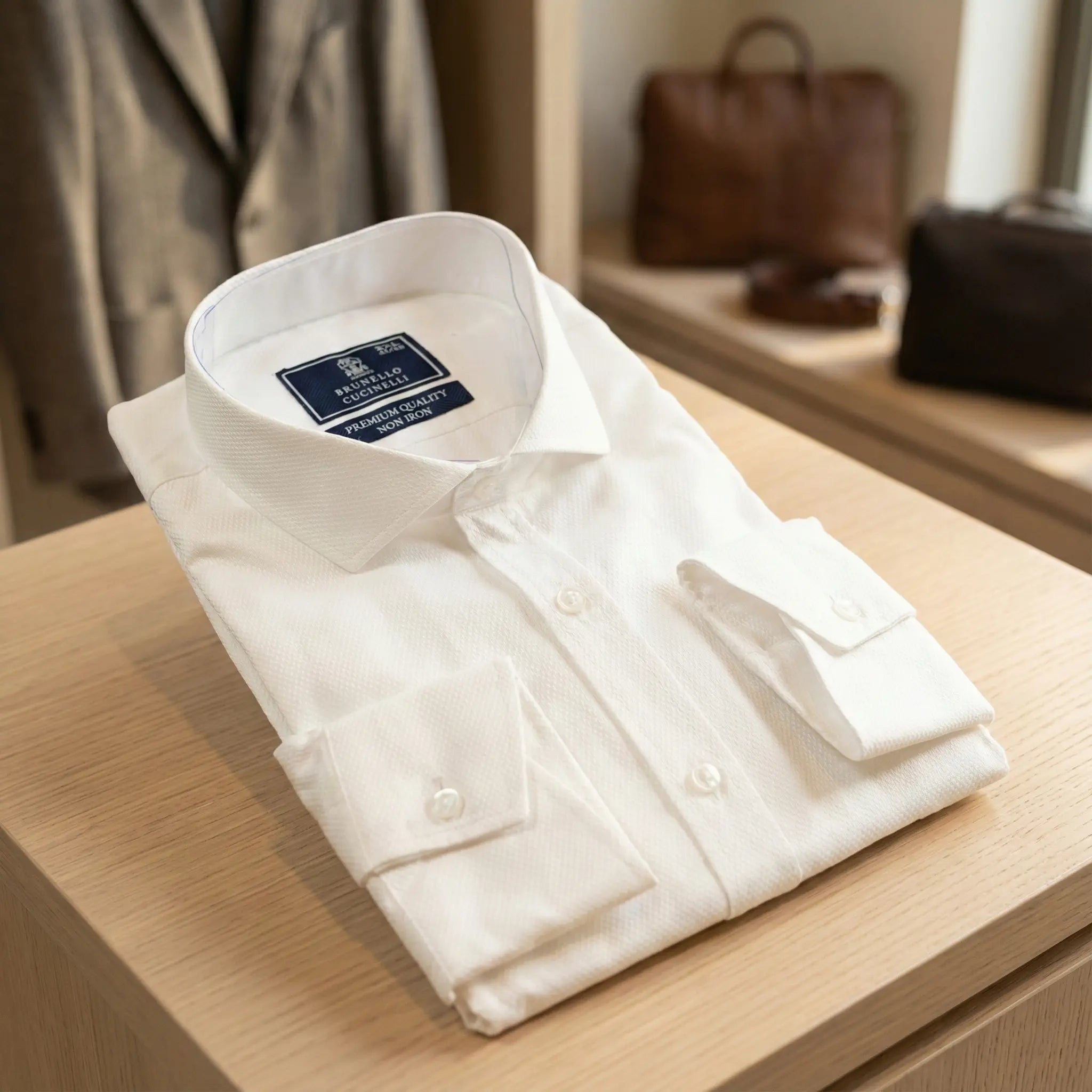 Cămașă ALBĂ simplă cu textură – NON IRON