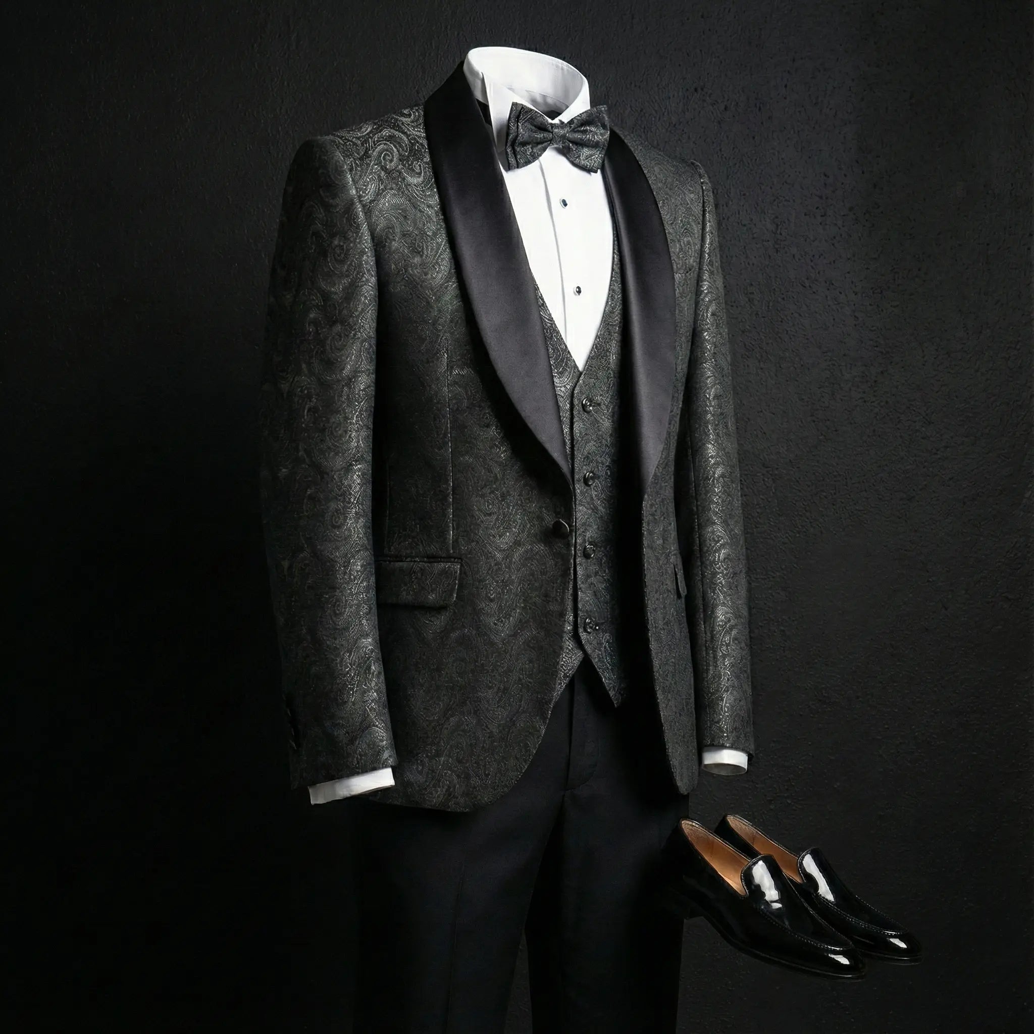 LUIZ | Smoking NEGRU-GRI  cu model jacquard