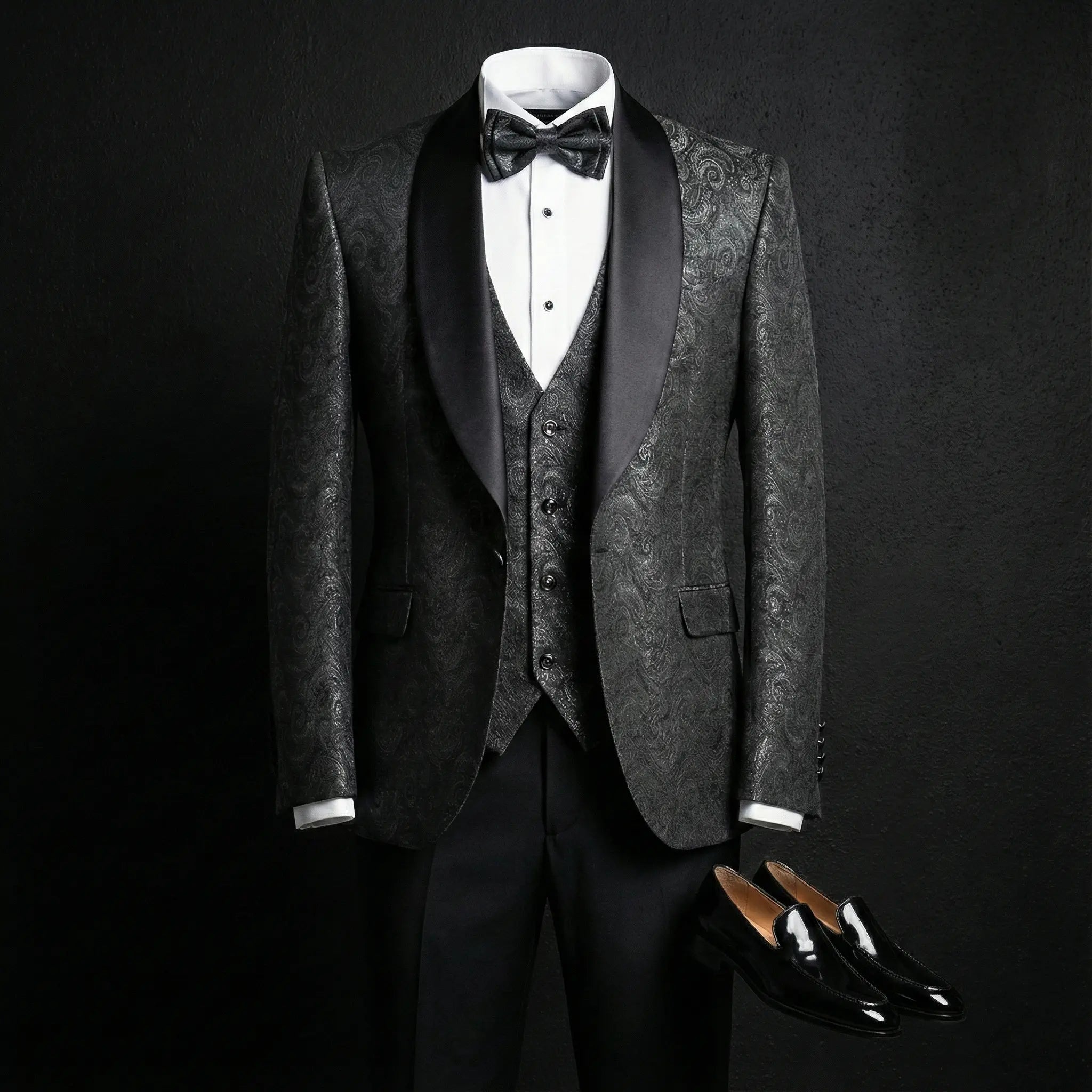 LUIZ | Smoking NEGRU-GRI  cu model jacquard