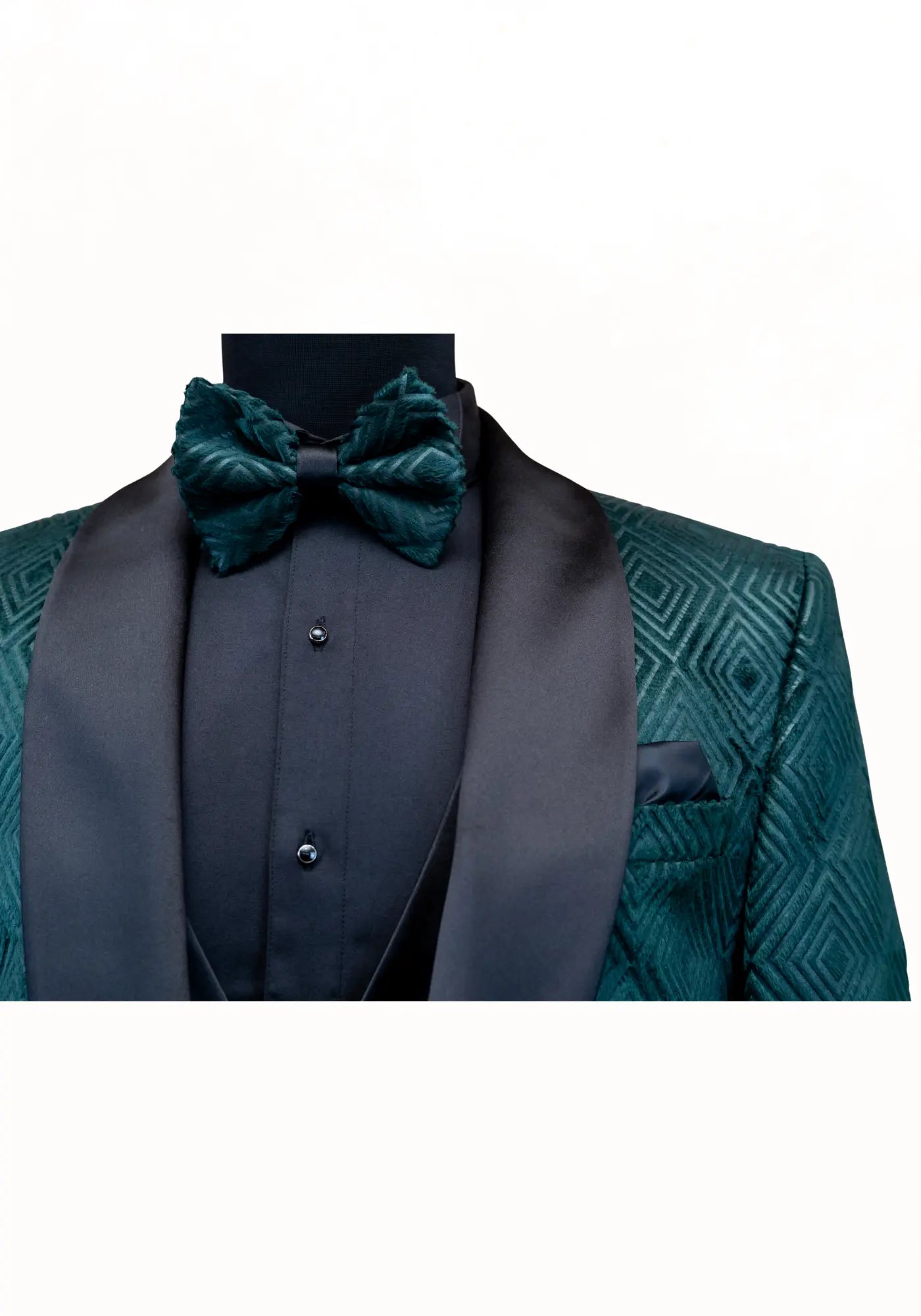 DAVID | Smoking VERDE din catifea cu model romb