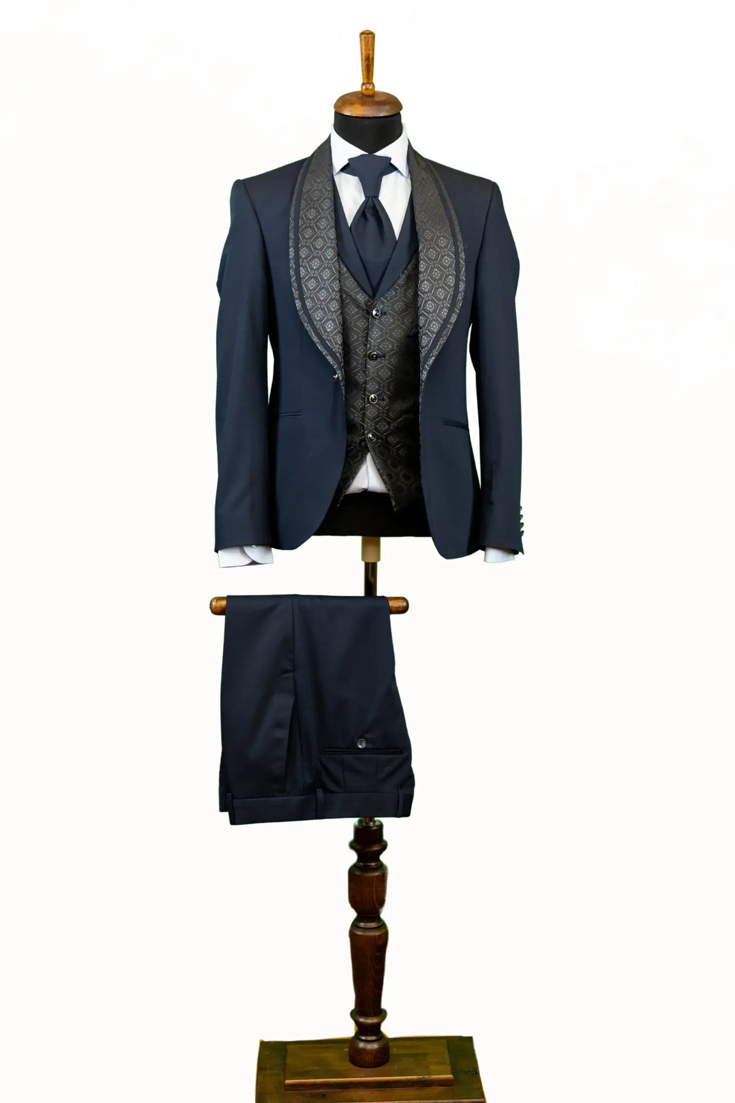 LIAM | Tuxedo BLAUMARIN cu model jacquard pe rever