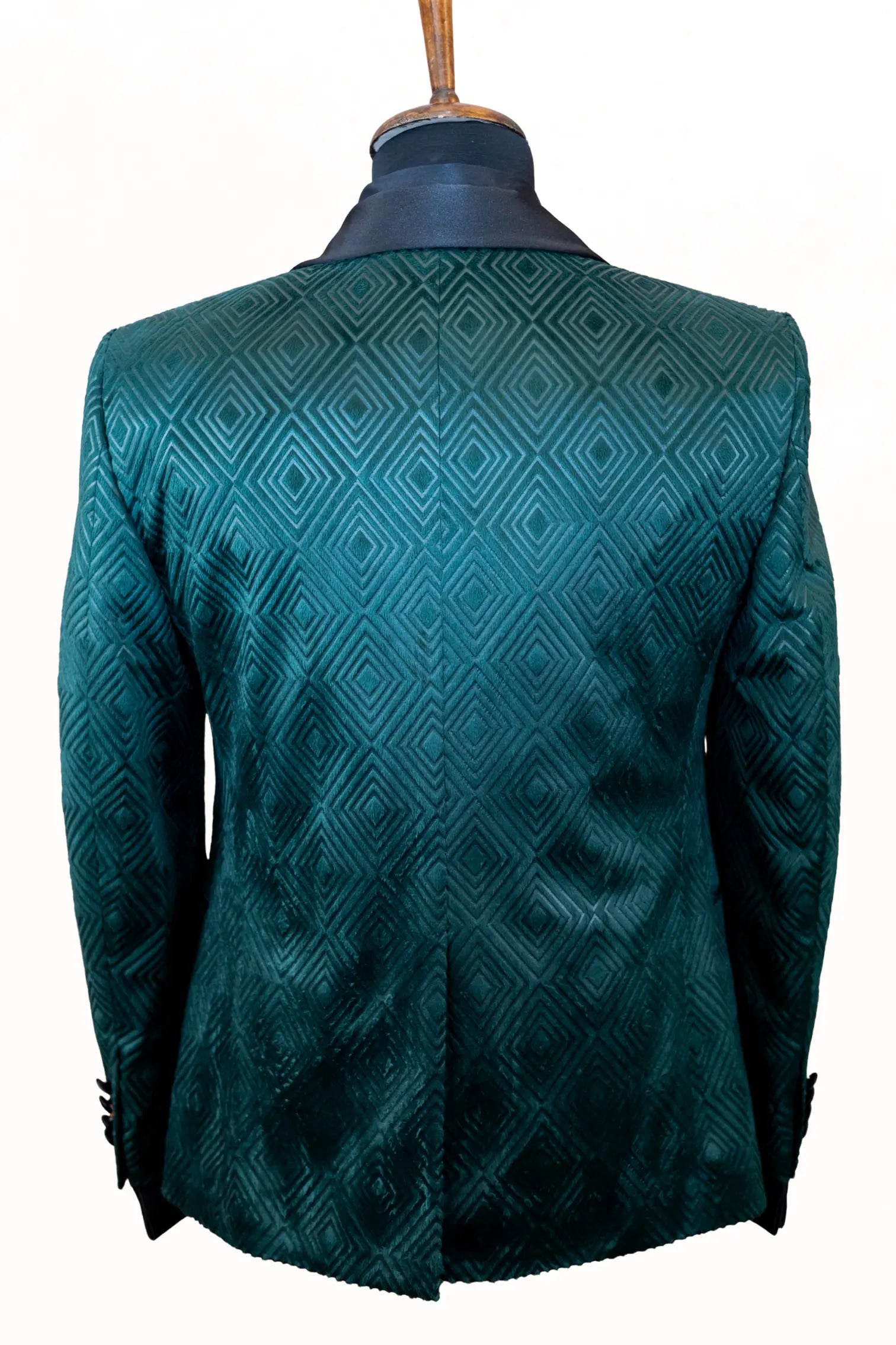 DAVID | Smoking VERDE din catifea cu model romb