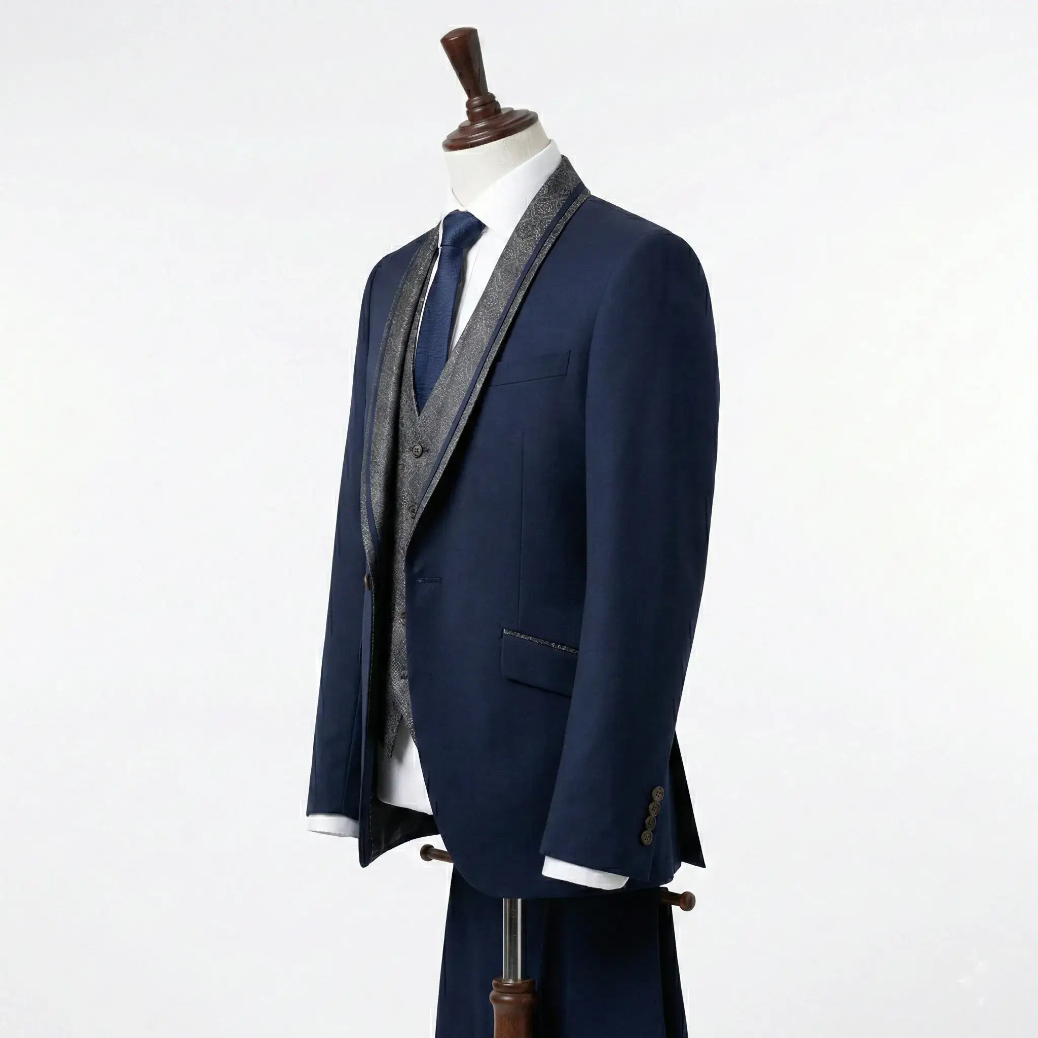 LIAM | Tuxedo BLAUMARIN cu model jacquard pe rever