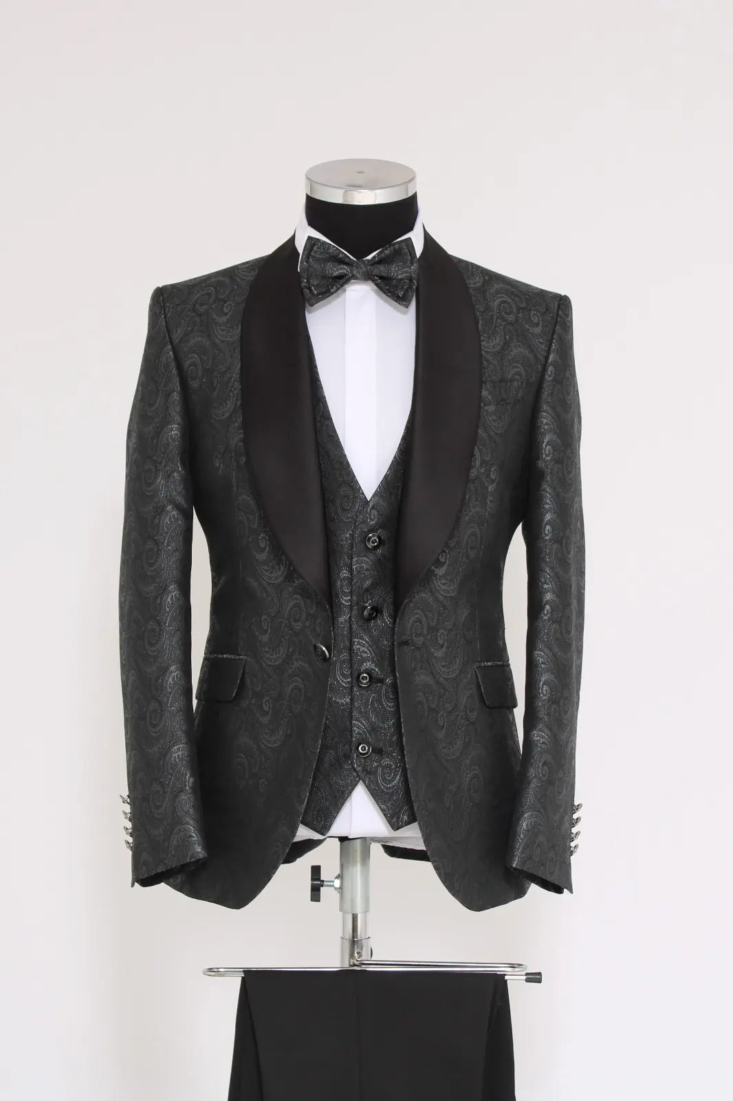 LUIZ | Smoking NEGRU-GRI  cu model jacquard