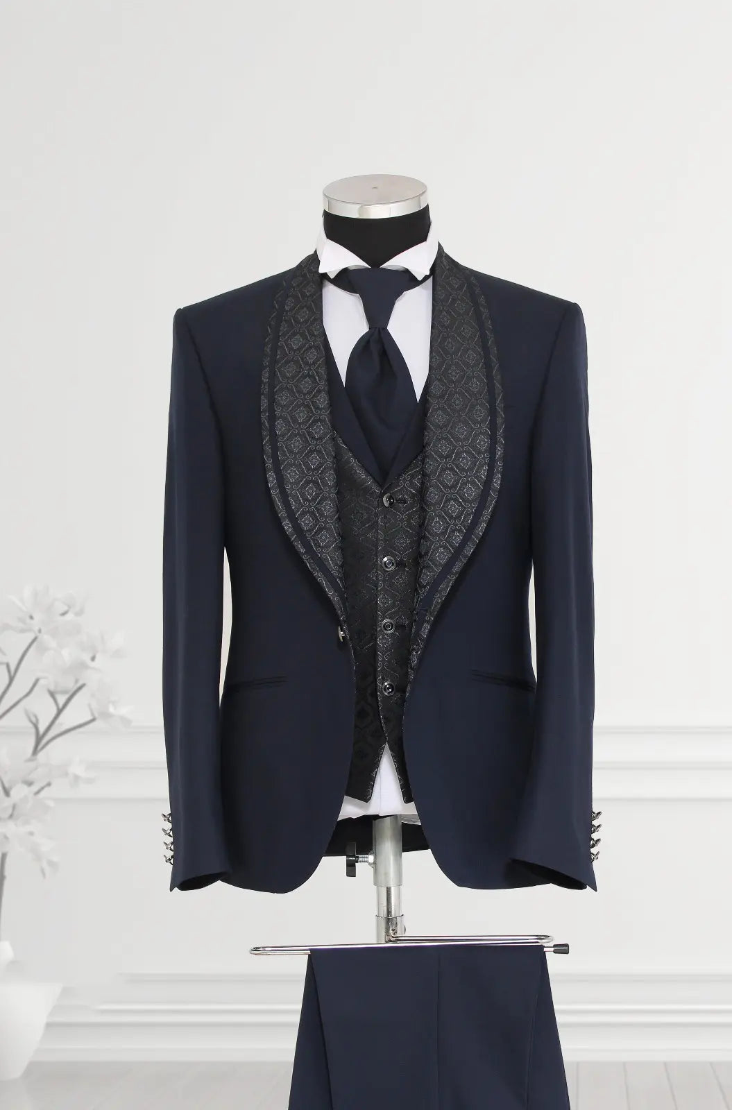 LIAM | Tuxedo BLAUMARIN cu model jacquard pe rever